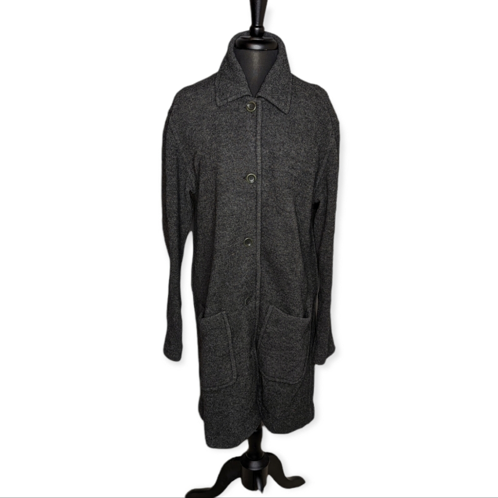J Crew Gray 100% Wool Long Coat Size Medium